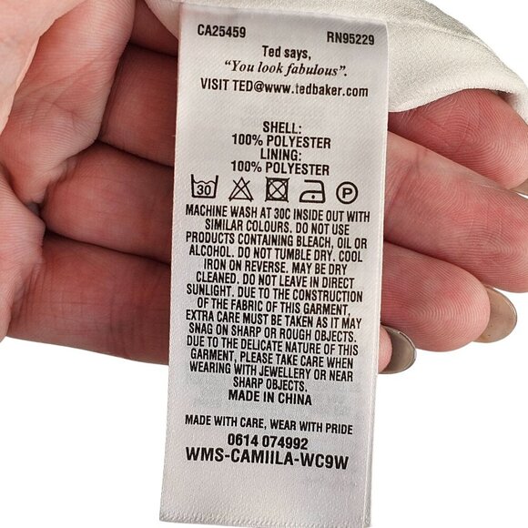 Ted Baker NWOT White Midi Skirt With Faux Waist Tie and Flowers Sz 1 4 - Picture 11 of 16